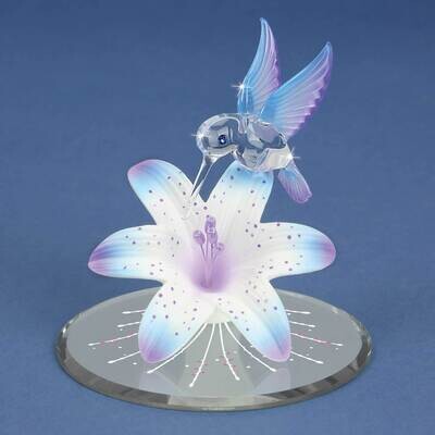 Blue and Purple Hummingbird and Lily with Base Glass Figurine GM21703, MPN: GM21703, 708873042140