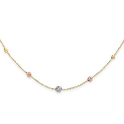 Diamond-Cut Beads Beaded Chain Necklace 18 Inch 14k Tri-Color Gold SF2863-18, MPN: SF2863-18, 88395…