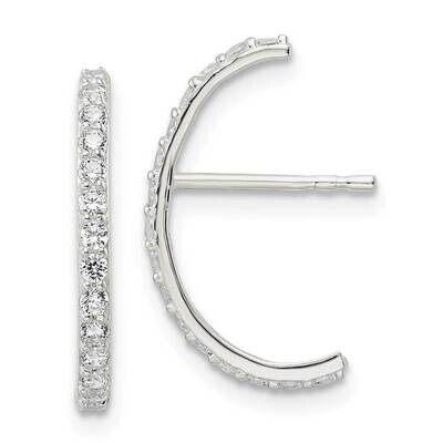 J-Hoop Post Earrings Sterling Silver Cz Diamond QE16275, MPN: QE16275, 196904168578