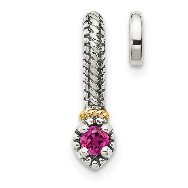 Created Ruby Chain Slide Pendant Sterling Silver with 14k Gold Polished QTC1709