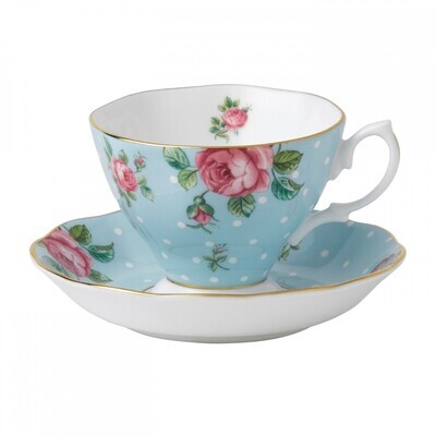 Royal Albert Polka Blue Teacup &amp; Saucer Set, MPN: POLBLU26135, 652383739451