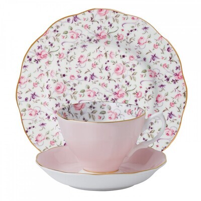Royal Albert Rose Confetti 3-Piece Set Teacup, Saucer &amp; Plate, MPN: ROSCON25870, 652383739352