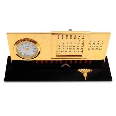 Dental Gold-plated Perpetual Calendar and Clock on Black Base GM21482, MPN: GM21482, 797140342328