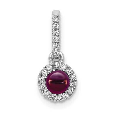 Cabochon .47 Rhodolite Garnet Pendant 14k White Gold Diamond PM4031-RG-009-WA, MPN: PM4031-RG-009-W…