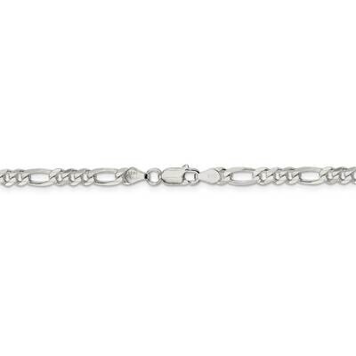 22 Inch 4.75mm Pav Flat Figaro Chain Sterling Silver QFF120-22, MPN: QFF120-22, 886774034324