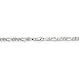 22 Inch 4.75mm Pav Flat Figaro Chain Sterling Silver QFF120-22, MPN: QFF120-22, 886774034324