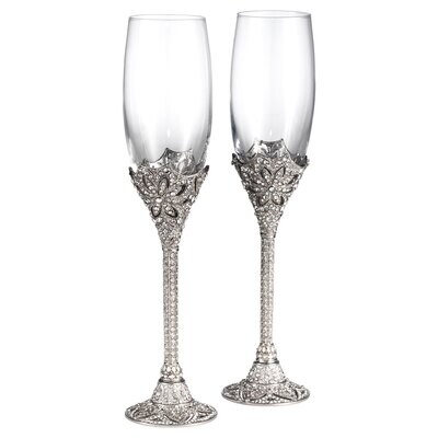 Olivia Riegel Silver Windsor Champagne Flute Set of 2 FL1001, MPN: FL1001, 817655011776