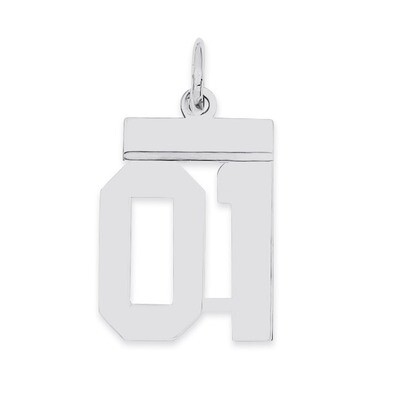 Small Polished Number 01 with Top Sterling Silver QSS01T