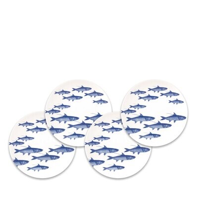 Caskata School of Fish Canape Platess Set of 4 Blue CANA-120, MPN: CANA-120, 816666028810
