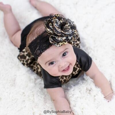 Leopard Flower Headband Baby Flower Headband Newborn Headband Baby Girl Headband Baby Leopard Headb…