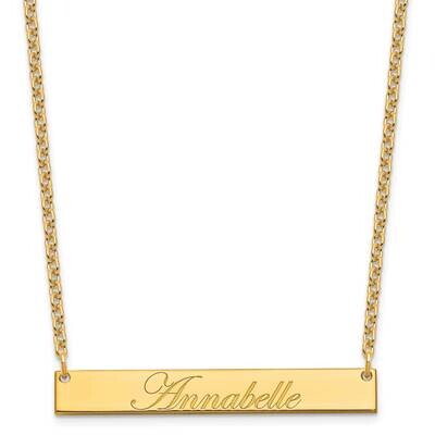 Medium Polished Edwardian Script Bar Necklace Sterling Silver Gold-plated XNA1219GP, MPN: XNA1219GP,