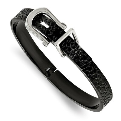 Textured Black IP-plated Hinged Bangle Stainless Steel Brushed SRB1862 by Chisel, MPN: SRB1862, 191…