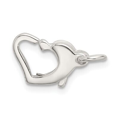 9.7 x 8.1mm Heart Shaped Lobster Clasp Sterling Silver SS3404, MPN: SS3404,