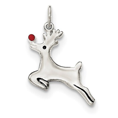 Enamel Reindeer Pendant Sterling Silver Polished QC8618, MPN: QC8618, 191101468643