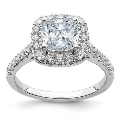 2 1/3ct. D E F Pure Light Cushion Halo Moissanite Engagement Ring 14k White Gold RM6801-230-WMP, MP…