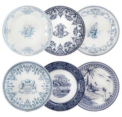 Gien Les Depareillees Blue Dinner Plates Assorted 1849B6AM26, MPN: 1849B6AM26, 3660838011295