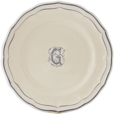 Gien Monogram Filet Bleu Dinner Plate Letter G 1710AEXG22, MPN: 1710AEXG22, 840769019178