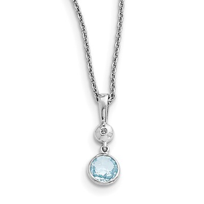 Blue Topaz and Diamond Necklace Sterling Silver QW359-18, MPN: QW359-18, 886774968865