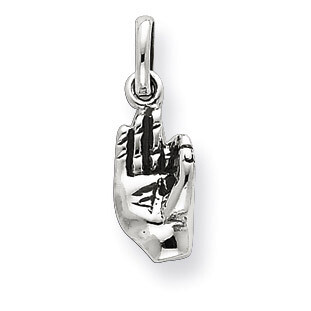 Antiqued Hand Symbol Charm Sterling Silver QC6982