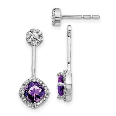 Amethyst Earrings 14k White Gold Diamond EM4196-AM-033-WA, MPN: EM4196-AM-033-WA, 191101837944