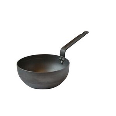 Mauviel M&#39;Steel Splayed Curved Black Steel 9.5 Inch 24 cm