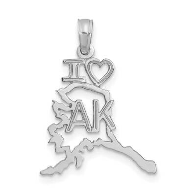 Alaska State Pendant 14k White Gold Solid D1148W, MPN: D1148W,