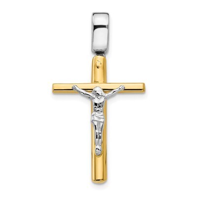 Leslie&#39;s Polished Crucifix Cross Pendant 14k Two-tone Gold HB-LF1163, MPN: LF1163, 883957463155
