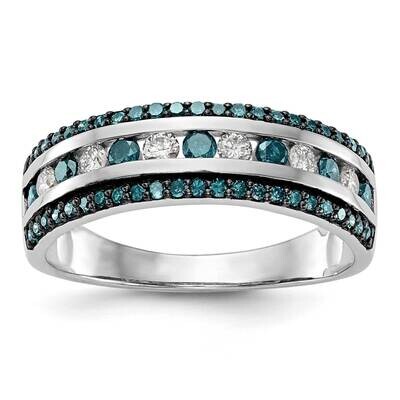 Blue &amp; White Diamond Band 14k White Gold RM3443B-BD-073-WAA, MPN: RM3443B-BD-073-WAA,