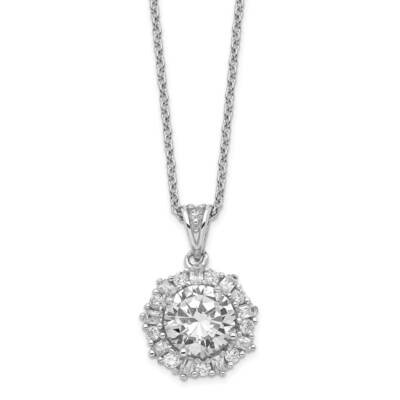 Fancy CZ Diamond 18 Inch Necklace Sterling Silver Rhodium Plated QCM130-18, MPN: QCM130-18, 8867740…