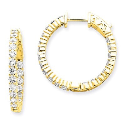 Diamond Round Hoop with Safety Clasp Earrings 14k Gold XE1994AA, MPN: XE1994AA, 191101380976