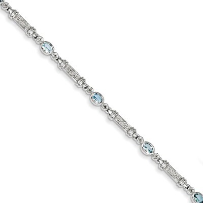 Aquamarine and Diamond Bracelet Sterling Silver QX855AQ, MPN: QX855AQ, 883957441719