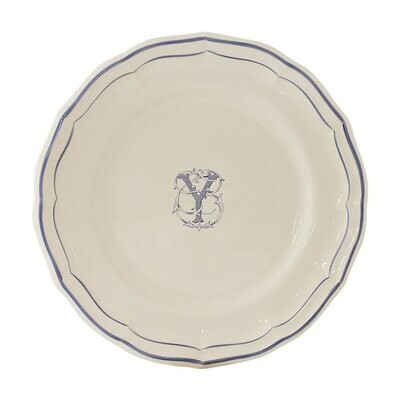 Gien Monogram Filet Bleu Dessert Plate Letter Y 1710ADEY22, MPN: 1710ADEY22, 840769019703