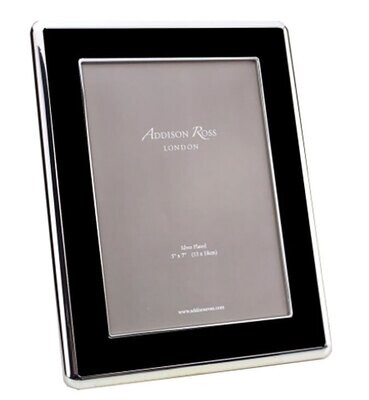 Addison Ross Wide Curved Enamel Picture Frame Black &amp; Silver 5 x 5 Inch Silver-plated FR6113, MPN: …