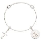 Nikki Lissoni Charm Bangle with Two Fixed Charms Cross Lucky To Have You Silver-plated 17cm B1159S1…