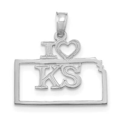 Kansas State Pendant 14k White Gold Solid D1163W, MPN: D1163W,