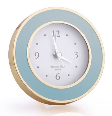 Addison Ross Powder Blue &amp; Gold Silent Alarm Clock 4 x 4 Inch e-Gold Plating FR5613, MPN: FR5613, U…
