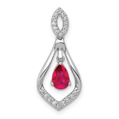 Ruby Teardrop Dangle Pendant 14k White Gold Diamond PM5281-RU-013-WA, MPN: PM5281-RU-013-WA, 883957…