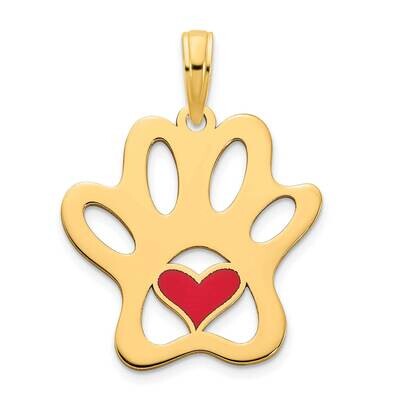 Epoxy Paw Print with Heart Pendant 14k Gold D5247, MPN: D5247, 196904070697
