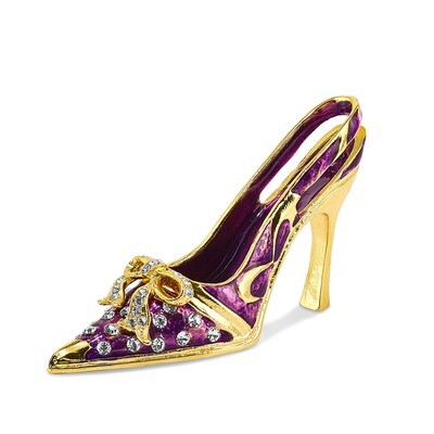 Purple High Heel Card Holder Crystal Enameled on Pewter by Jere, MPN: BJ4023, 196904083574