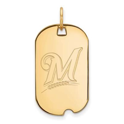 MLB Milwaukee Brewers Small Dog Tag Pendant Gold-plated Sterling Silver GP034BRE, MPN: GP034BRE, 88…