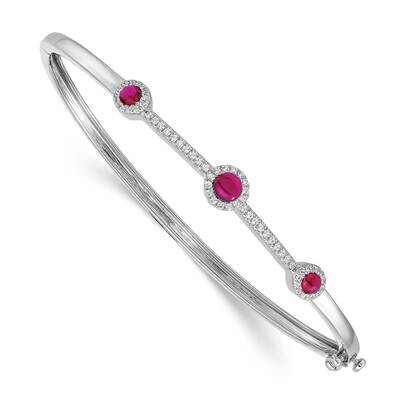 Cabochon Ruby Bangle 14k White Gold Diamond BM4031-RU-025-WA, MPN: BM4031-RU-025-WA, 883957661674
