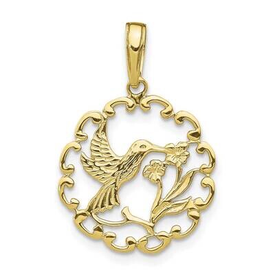Hummingbird with Flower In Frame Pendant 10k Gold 10D4195, MPN: 10D4195,
