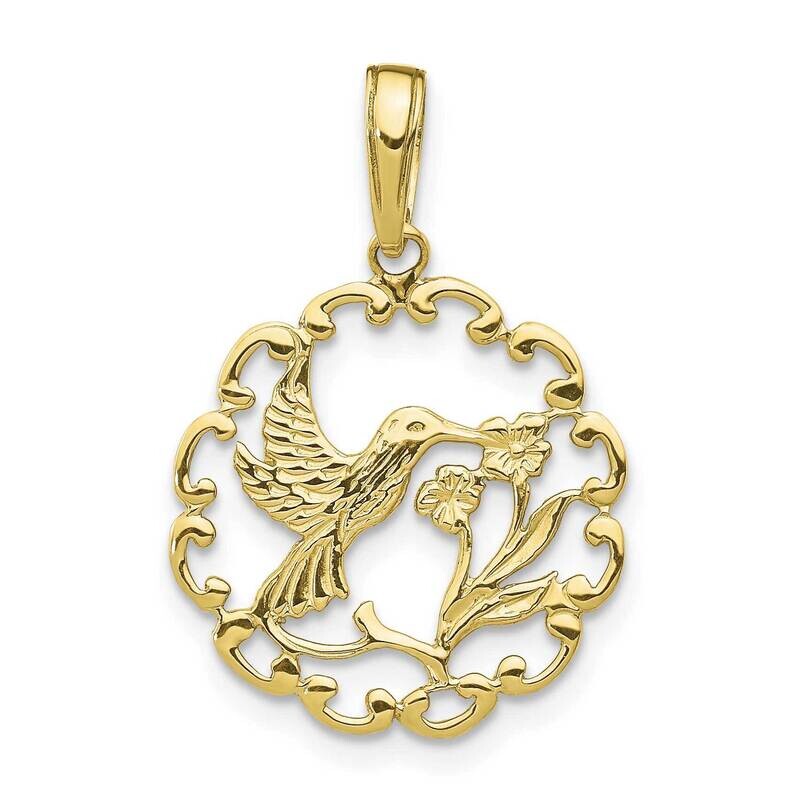 Hummingbird with Flower In Frame Pendant 10k Gold 10D4195, MPN: 10D4195,