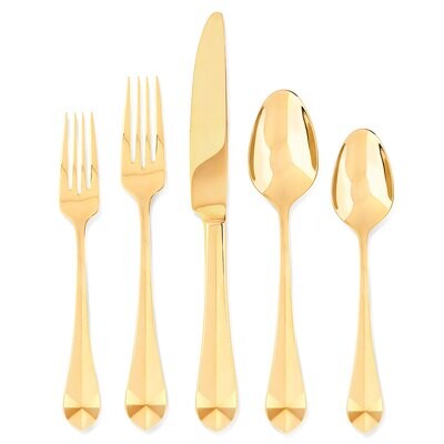 Hampton Forge Belvoir Full Gold 18/10 5 Piece Flatware Set AFD65Q05AR, MPN: AFD65Q05AR, 733652150754