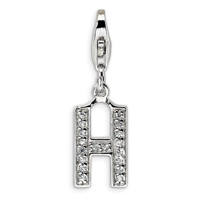 Letter H Charm Sterling Silver Synthetic Diamond QCC105H by Amore La Vita, MPN: QCC105H, 8839573303…