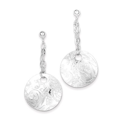 Textured Fancy Circle Dangle Post Earrings Sterling Silver Polished QE7183, MPN: QE7183, 8839574895…