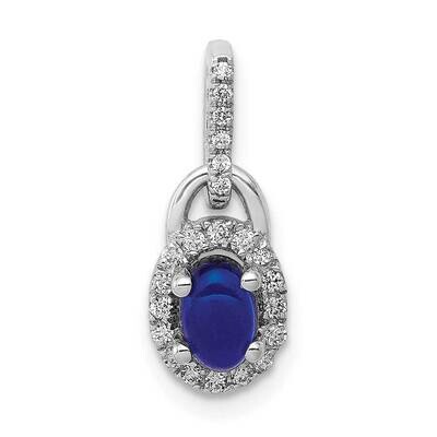 Halo Diamond &amp; Cabochon .60 Sapphire Pendant 14k White Gold PM4034-SA-012-WA, MPN: PM4034-SA-012-WA,