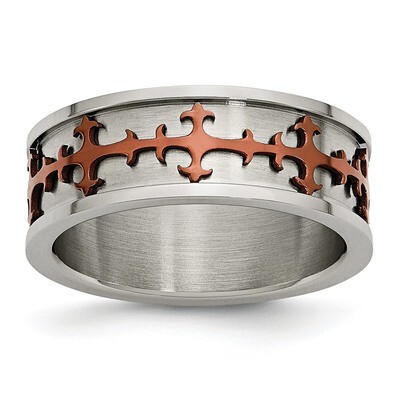 Brown Ip-Plated Crosses Ring Stainless Steel SR167-10.5