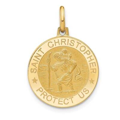 Leslie&#39;s Satin Round St. Christopher Pendant 14k Gold Polished HB-LF1344, MPN: LF1344, 883957463186