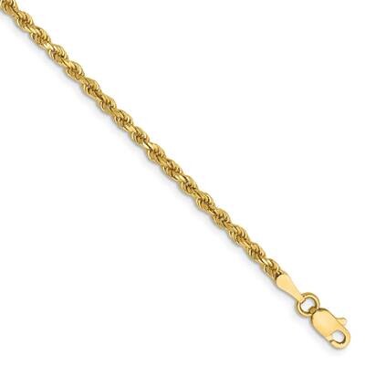2.5mm Semi-Solid Diamond-Cut Rope Chain 7 Inch 14k Gold DH018-7, MPN: DH018-7, 883957174396